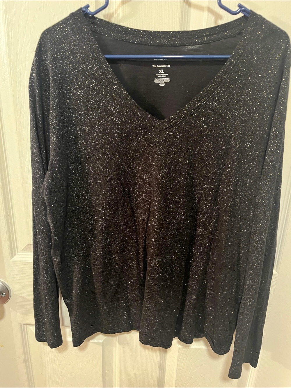 Sonoma Black Metallic V-Neck Knit Sweater